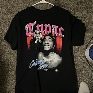 Black Graphic Tee with Tupac Design